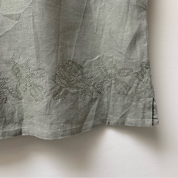 100% linen sleeveless top size uk 12 embroidered - Picture 3 of 7